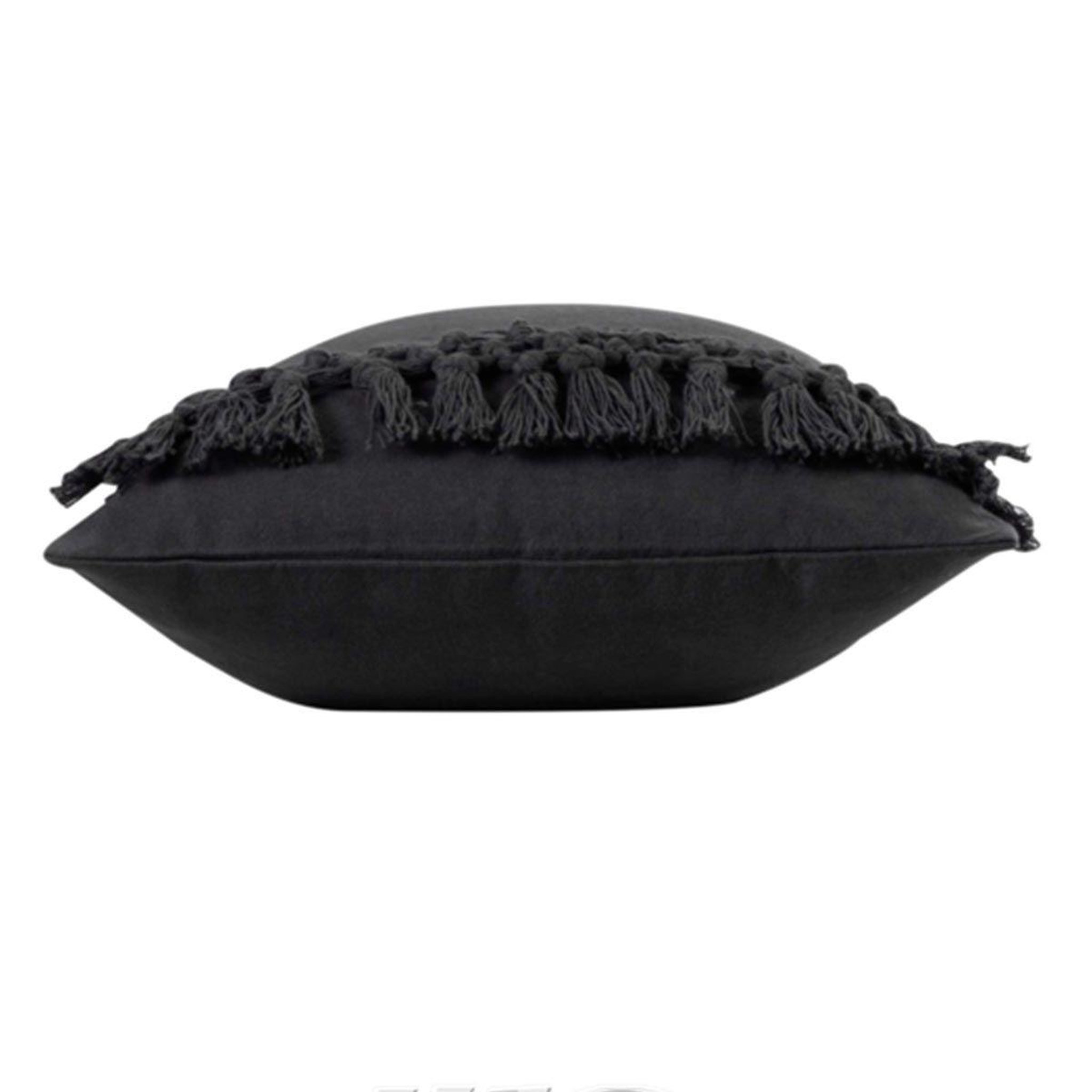 Voir la diapositive 2 : Douceur d'Intérieur Coussin déco à franges  salma  30x50cm anthracite