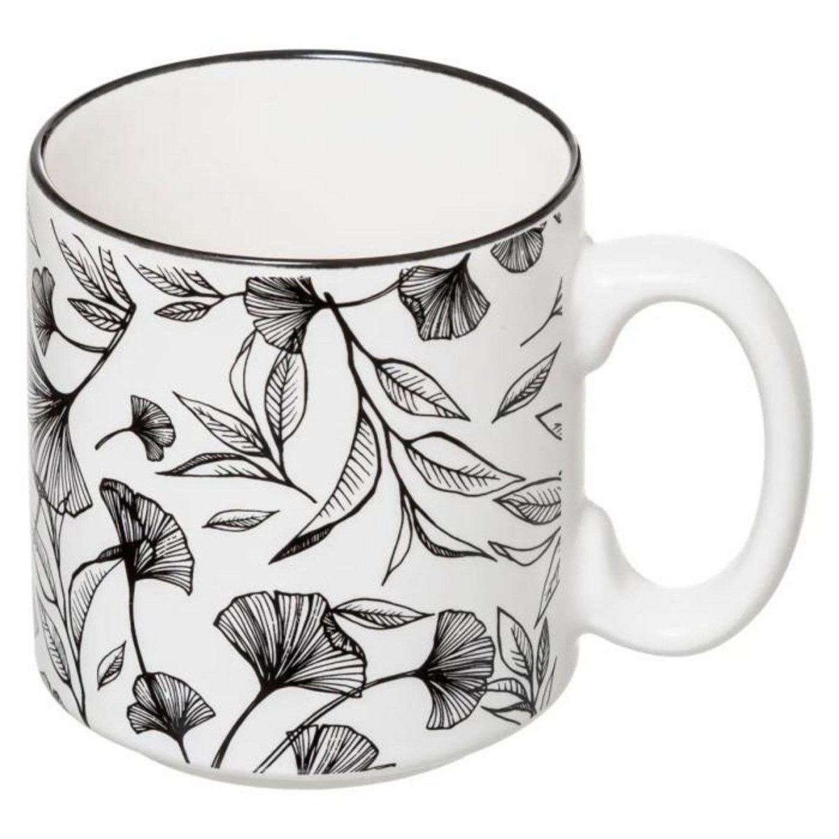 SECRET DE GOURMET Lot de 4 Mugs sur Rack  White Floral  24cl Blanc