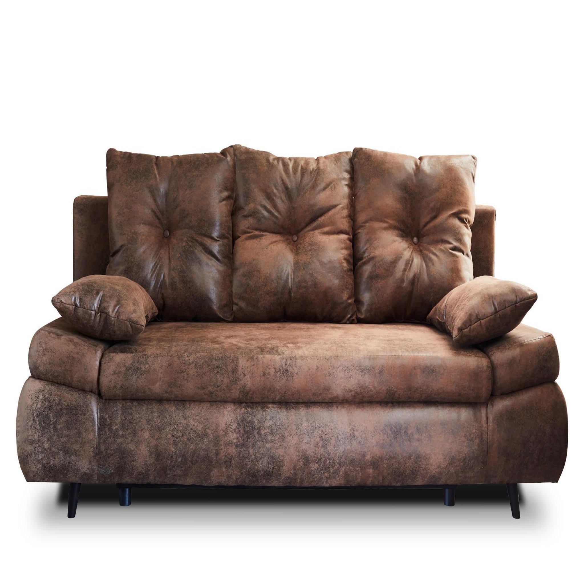 Voir la diapositive 6 : BEST MOBILIER Larson - canapé droit 3 places convertible - avec coffre de rangement - style industriel