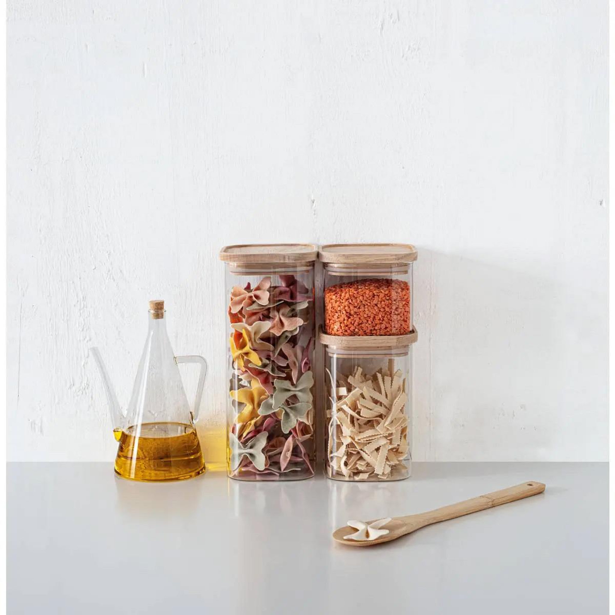 Voir la diapositive 3 : FIVE Lot de 3 bocaux  empilables  24cm transparent