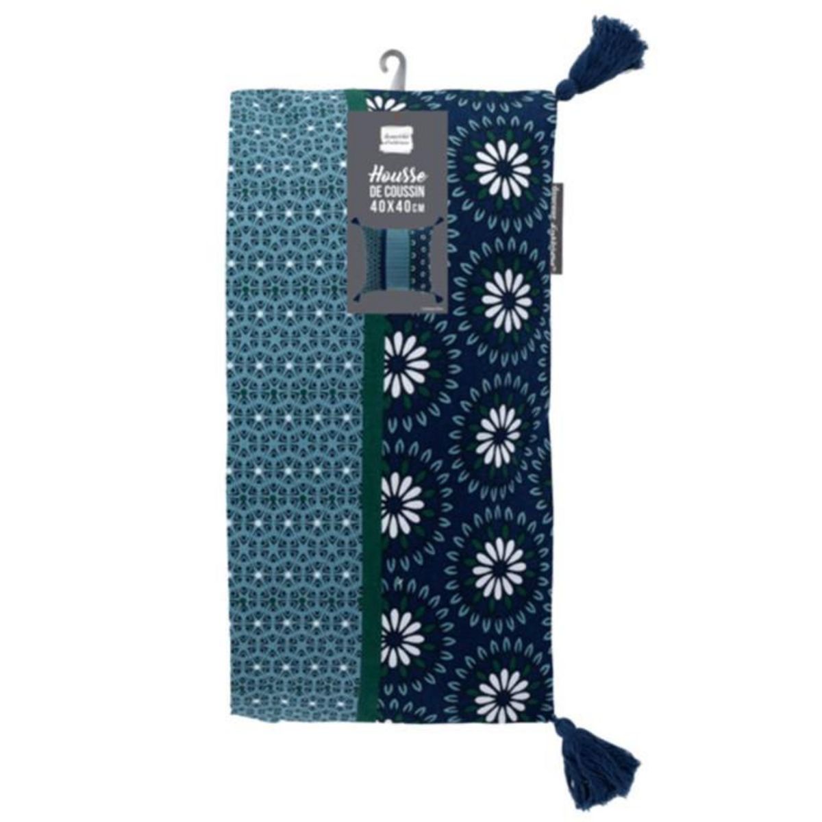 Paris Prix Housse de Coussin Déco  Catalaya  40x40cm Bleu