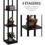 Voir la diapositive 6 : HOMCOM Lampadaire étagère lampe étagère 26L x 26l x 160H cm 3 étagères 4 niveaux MDF noir motif nid d'abeille