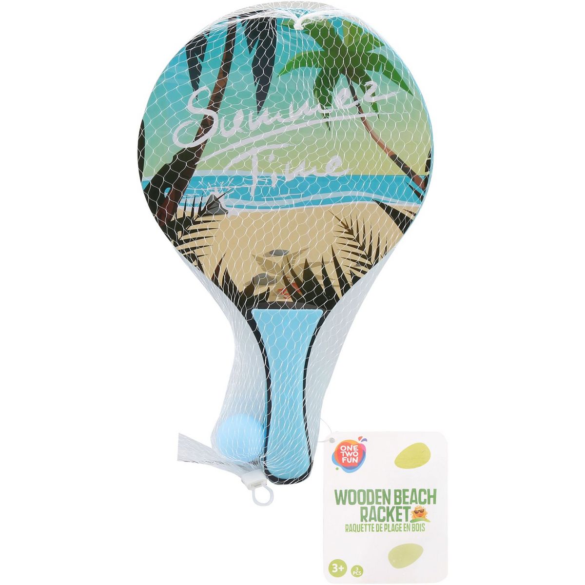 One Two Fun Set raquettes de plage en bois