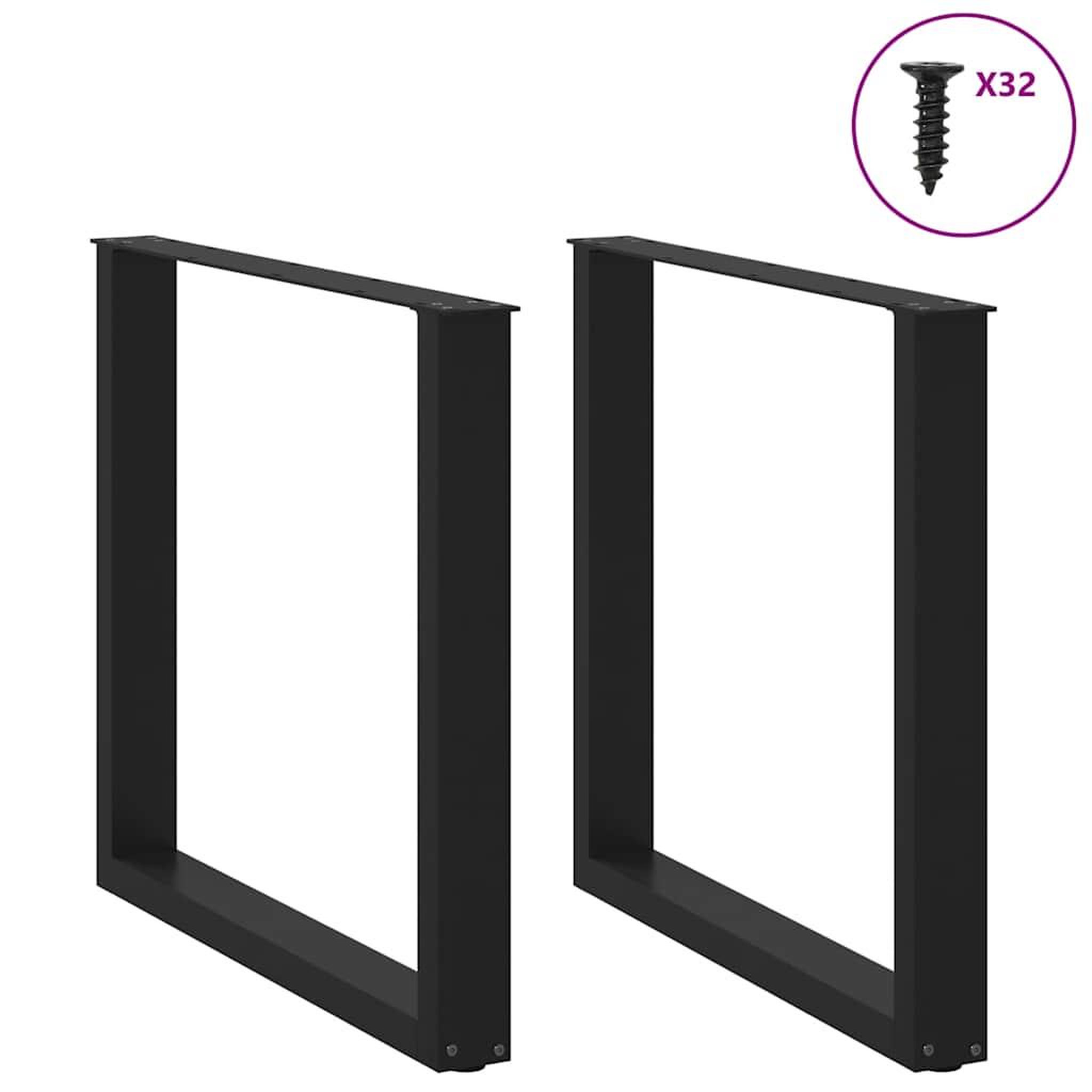 Voir la diapositive 3 : VIDAXL Pieds de table a manger forme de U 2 pcs noir 90x(72-73) cm