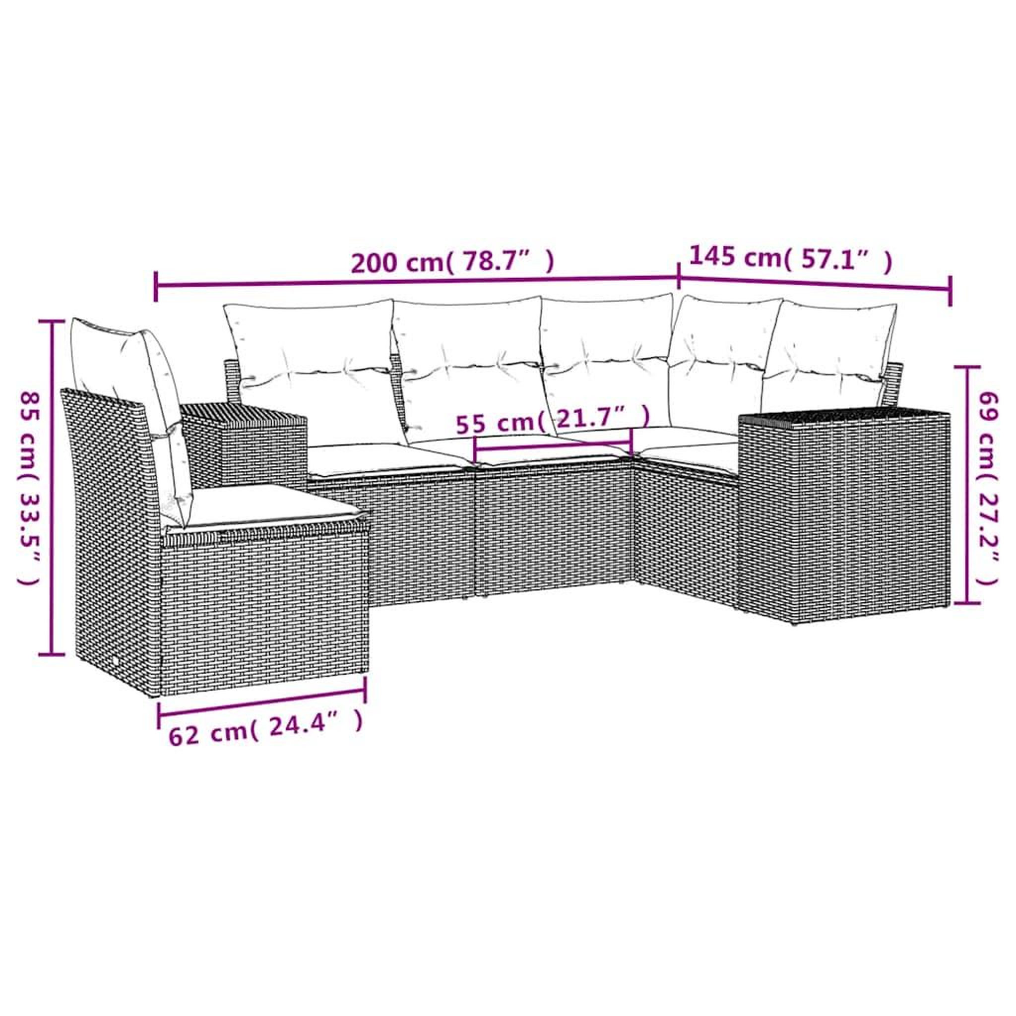 Voir la diapositive 6 : VIDAXL Salon de jardin 5 pcs avec coussins gris clair resine tressee