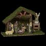 Voir la diapositive 3 : FEERIC LIGHT & CHRISTMAS Crèche de Noël en bois et ses 8 santons en porcelaine