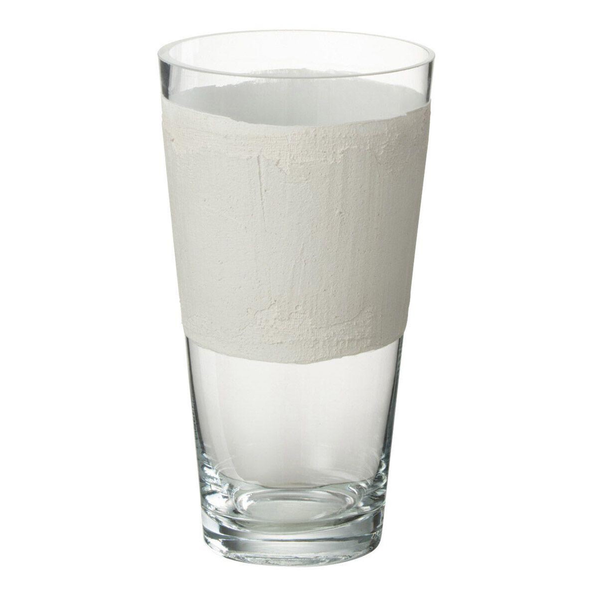 J-LINE Vase déco en verre  delph  25cm transparent & blanc