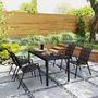 Voir la diapositive 4 : OUTSUNNY Lot de 4 chaises de jardin empilables - accoudoirs - design - acier époxy noir résine tressée marron