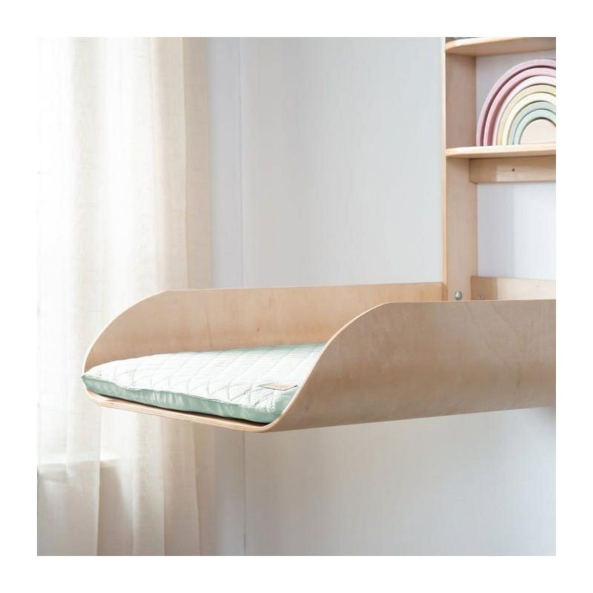 Roba Table a Langer Murale et Rabattable - ROBA - Bois Naturel - Étageres Intégrées - Design Minimaliste