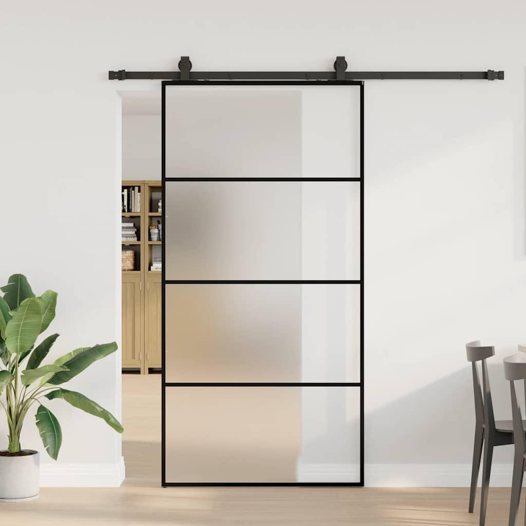 VIDAXL Porte coulissante kit de quincaillerie noir 102,5x205 cm