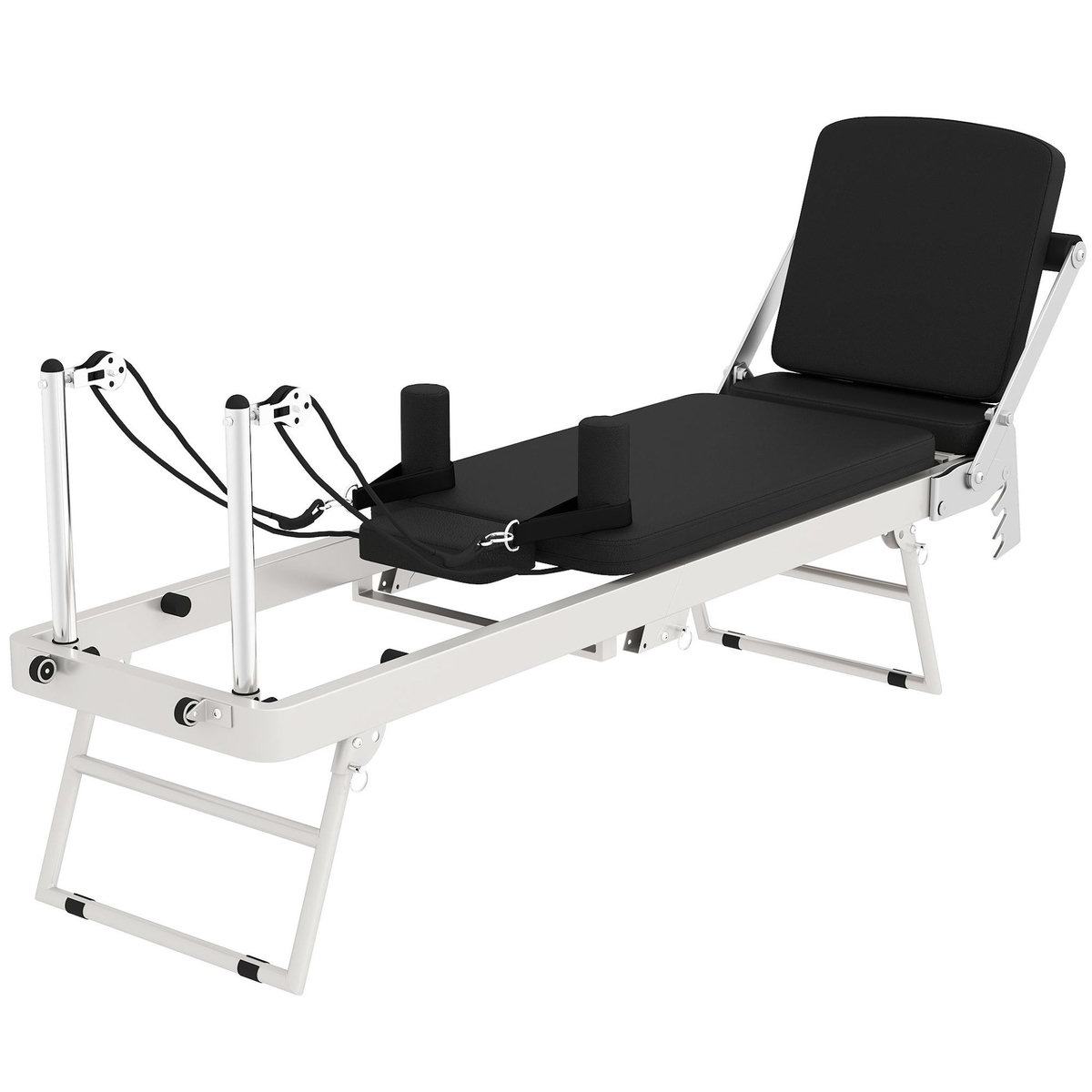 HOMCOM Machine reformer pilates pliable système hybride 4 ressorts acier blanc