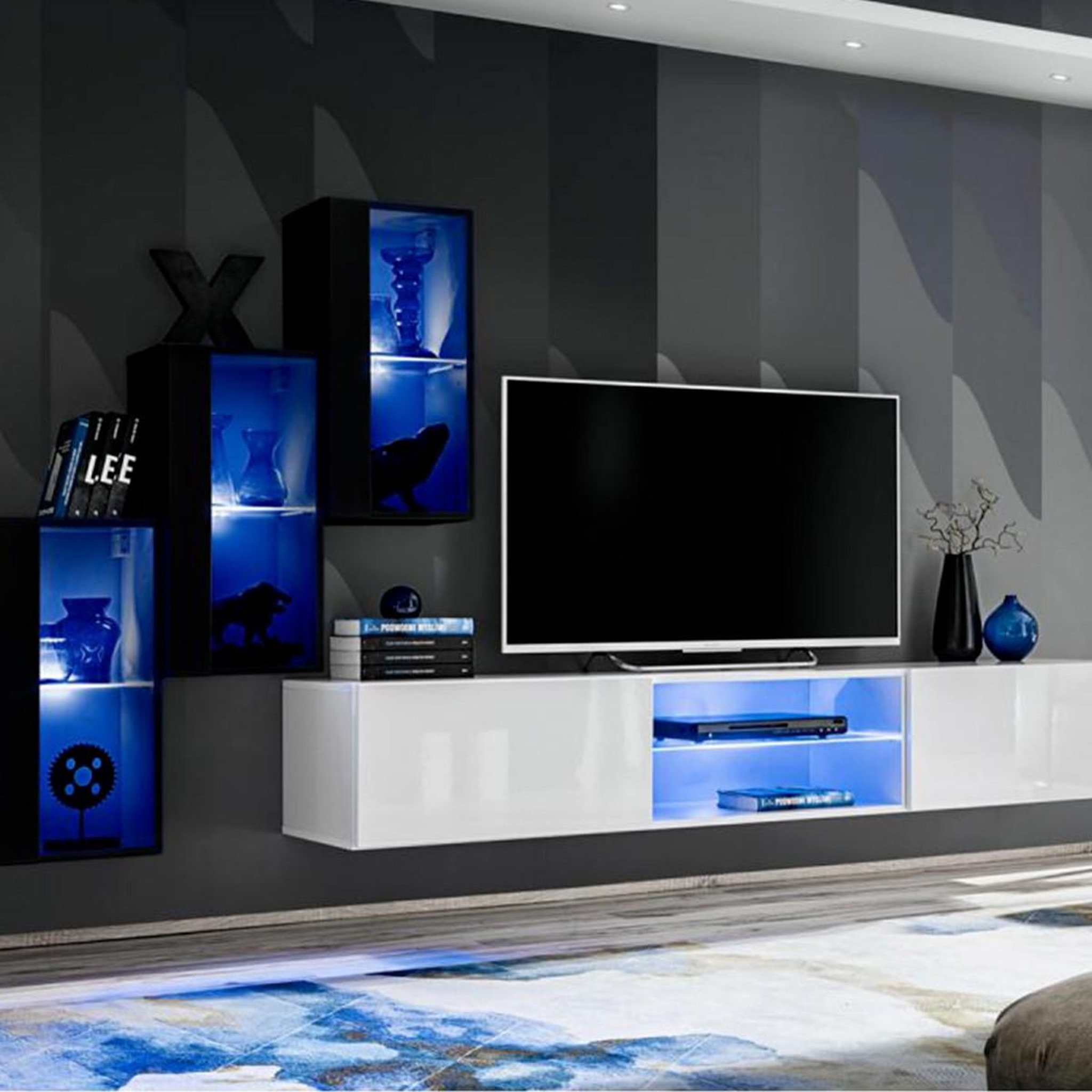 Paris Prix Ensemble meuble tv  switch xxii  210cm noir & blanc