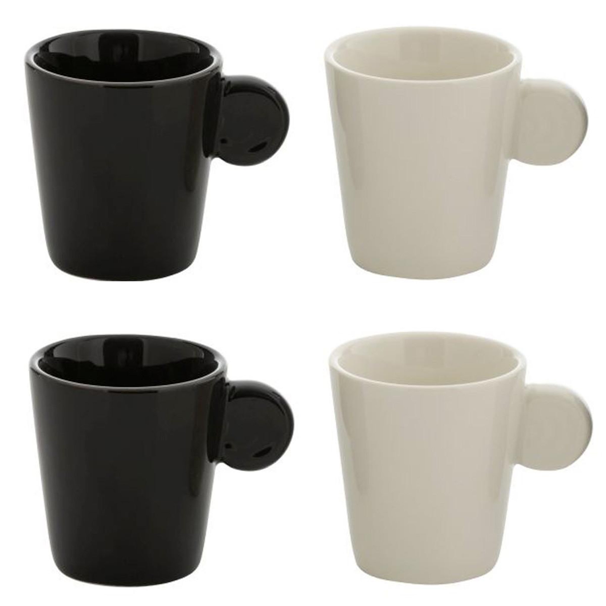 J-LINE Lot de 4 tasses à café  avery  7,5cl noir & blanc
