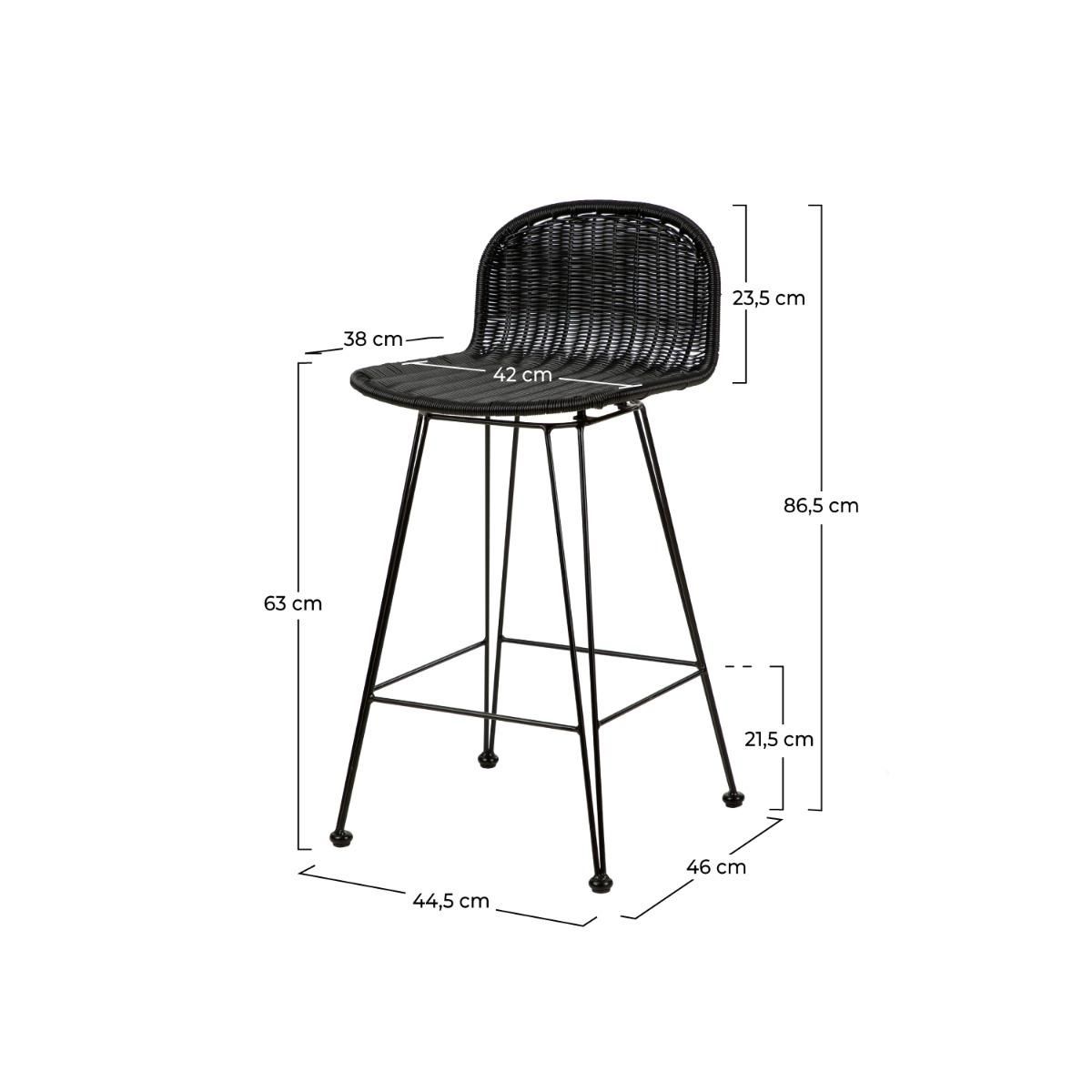 Rendez vous déco Lot de 2 chaises de bar mi-hauteur 63 cm en résine tressée marron - Jigani