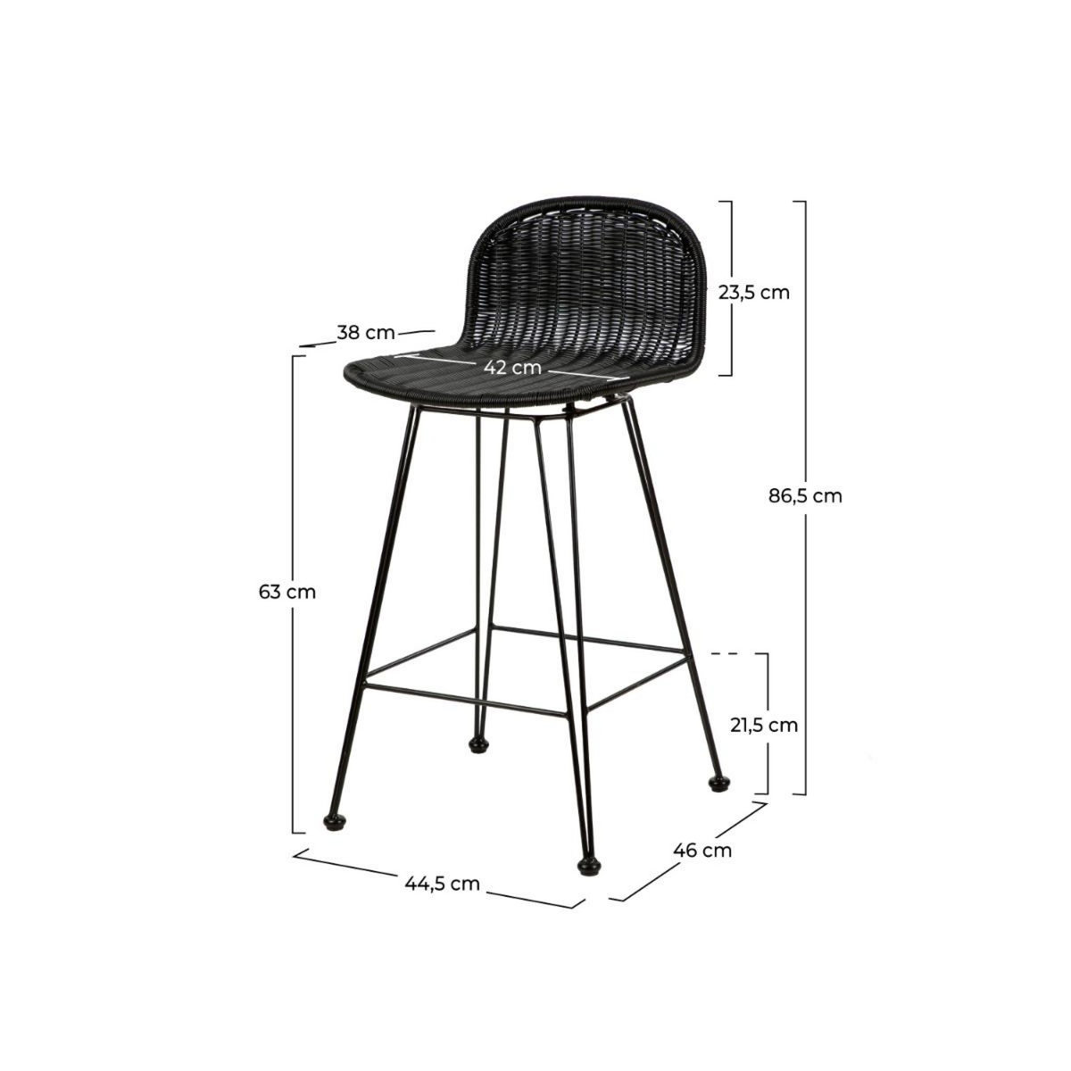 Rendez vous déco Lot de 2 chaises de bar mi-hauteur 63 cm en résine tressée marron - Jigani