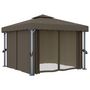 Voir la diapositive 4 : VIDAXL Tonnelle avec rideau et guirlande lumineuse a LED 3x3 m Taupe