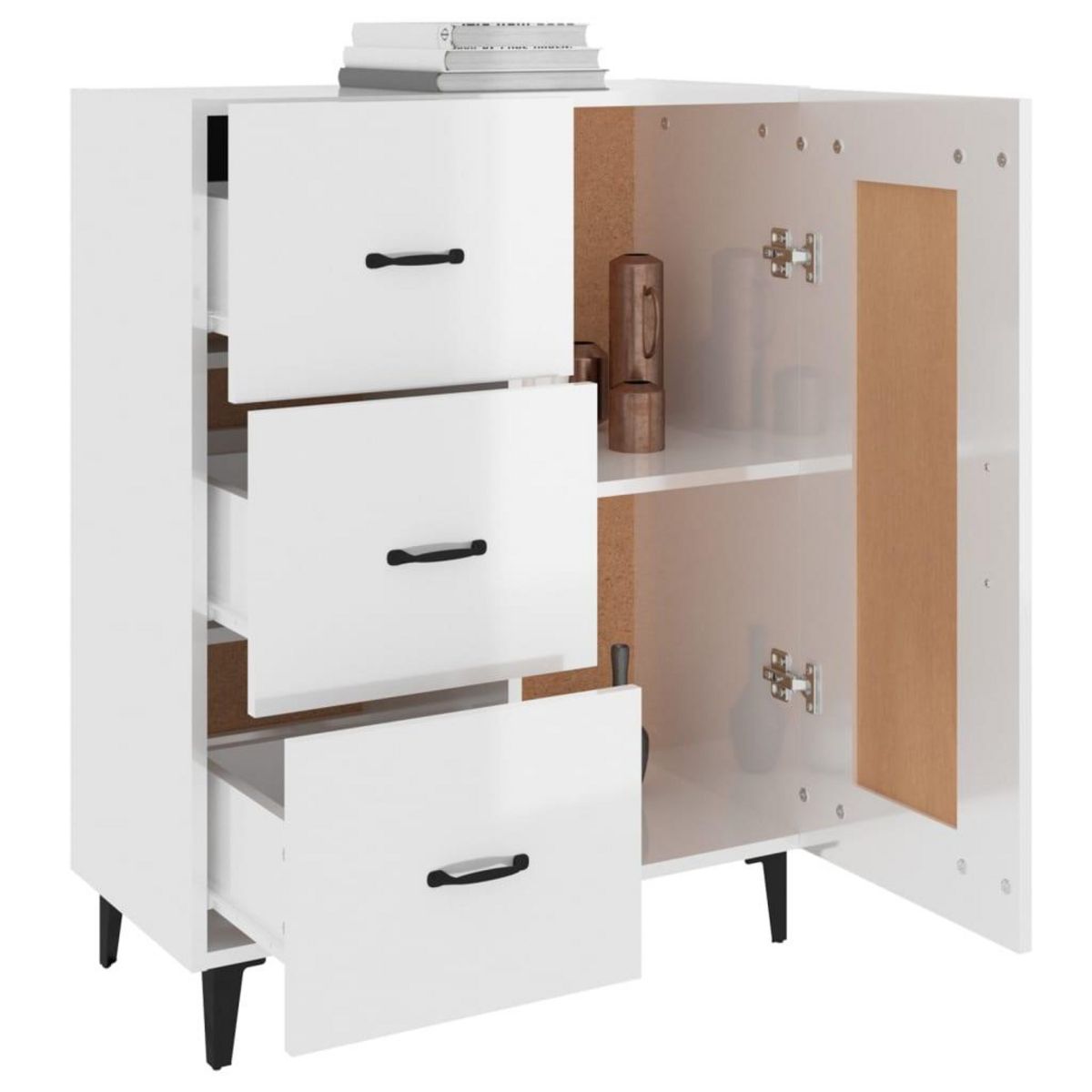 VIDAXL Buffet Blanc brillant 69,5x34x90 cm Bois d'ingenierie
