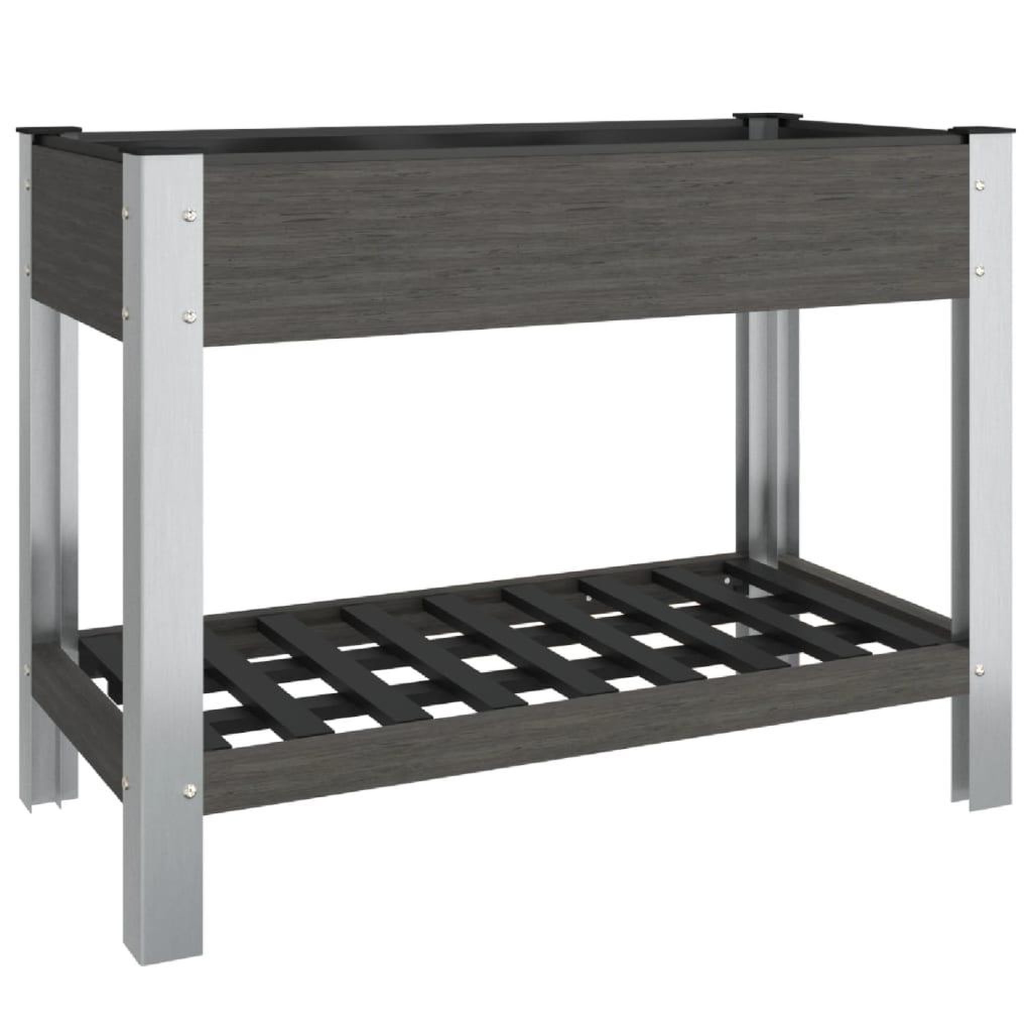Voir la diapositive 2 : VIDAXL Lit sureleve de jardin avec etagere Gris 100x50x75 cm WPC
