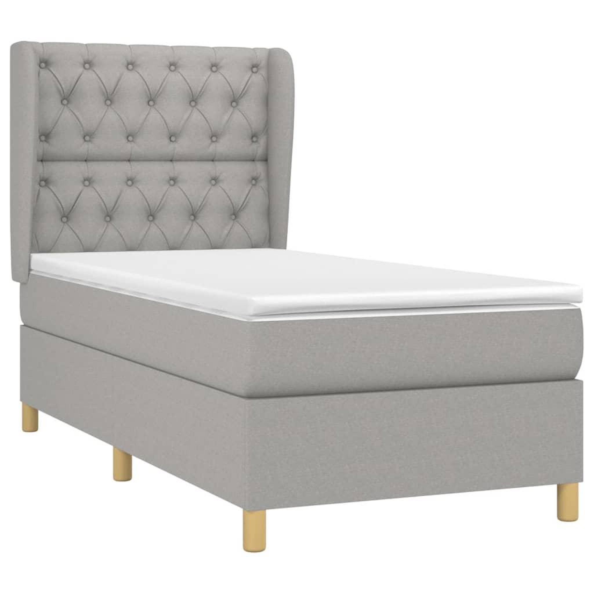 Voir la diapositive 3 : VIDAXL Sommier a lattes de lit avec matelas Gris clair 80x200 cm Tissu