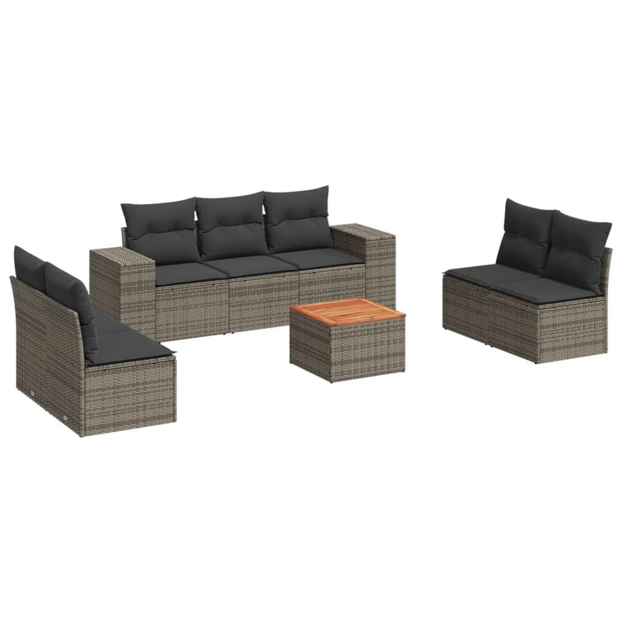 Voir la diapositive 2 : VIDAXL Salon de jardin 8 pcs avec coussins gris resine tressee