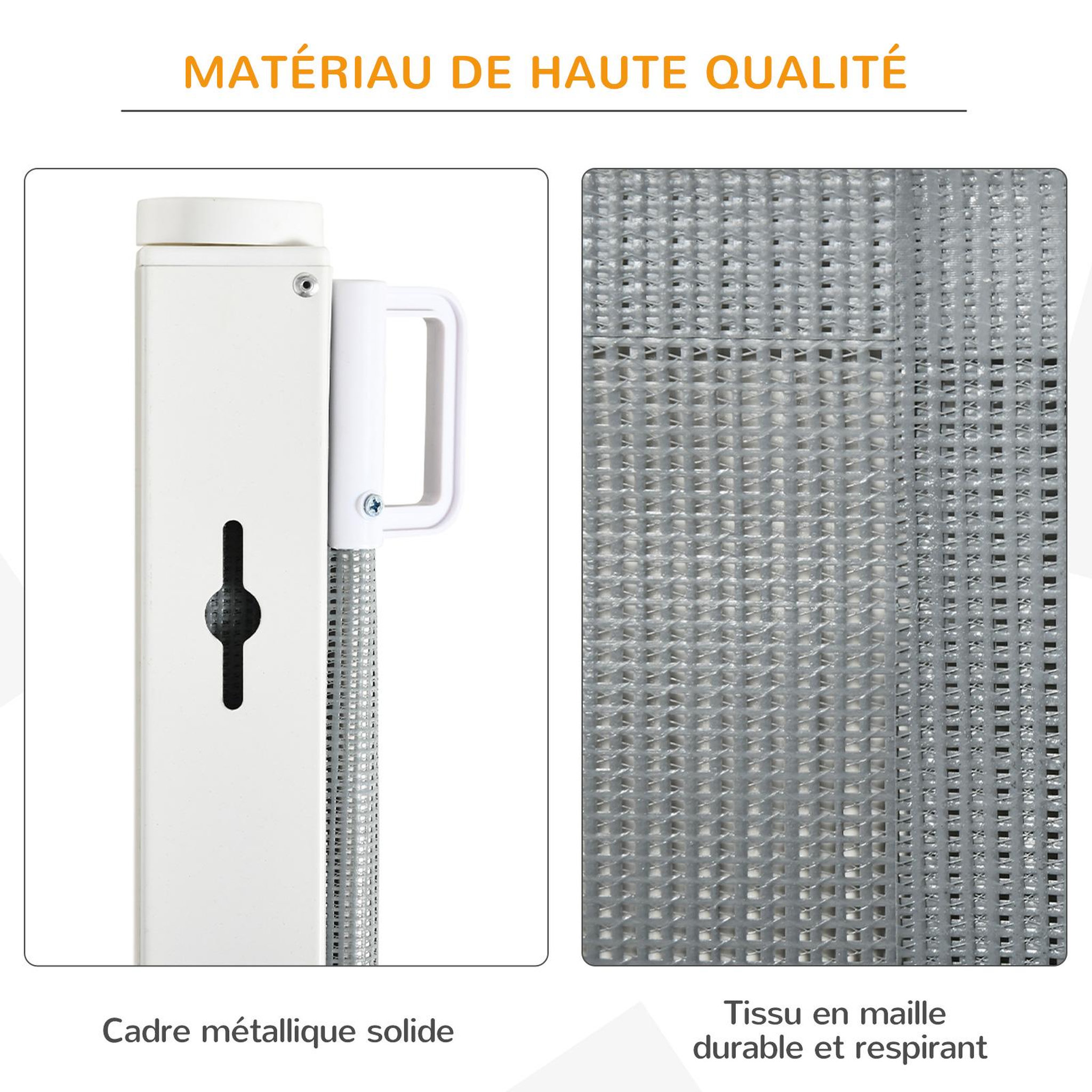Voir la diapositive 5 : PAWHUT Barrière de sécurité barrière animaux rétractable automatique 1,15l x 0,83h m teslin métal gris
