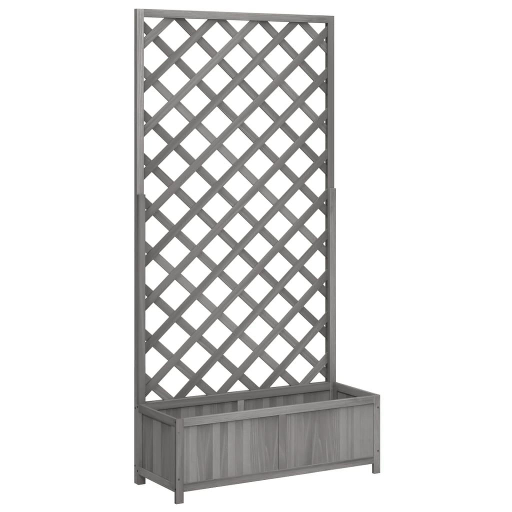 Voir la diapositive 2 : VIDAXL Jardiniere avec treillis gris bois massif de sapin