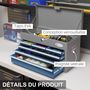 Voir la diapositive 5 : HOMCOM Boite à outils métallique caisse à outils - 6 tiroirs + plateau verrouillables - tapis EVA poignées tôle acier gris bleu