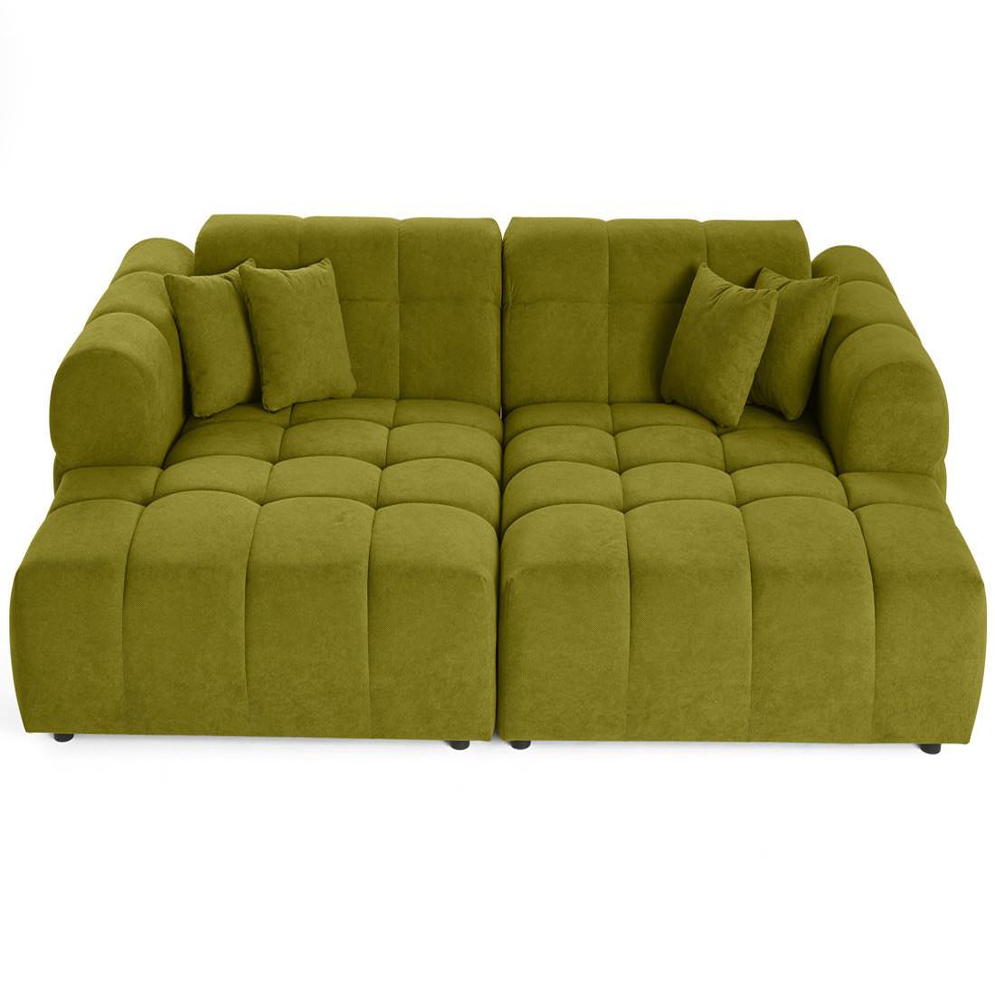 Voir la diapositive 3 : BEST MOBILIER Ray - canapé droit 4 places avec double méridienne - assise profonde - en tissu texturé