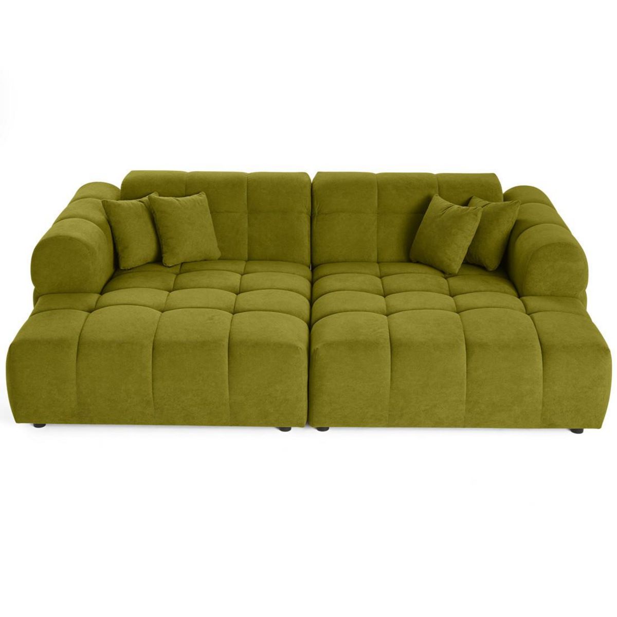 LISA DESIGN Ray - canapé droit 4 places avec double méridienne - assise profonde - en tissu texturé