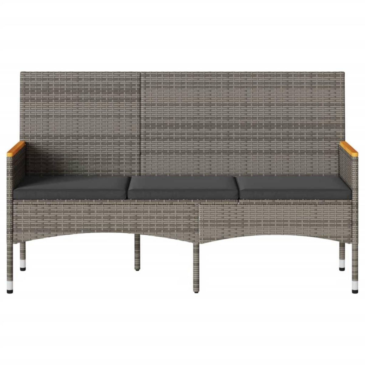 VIDAXL Banc de jardin 3 places avec coussins gris resine tressee