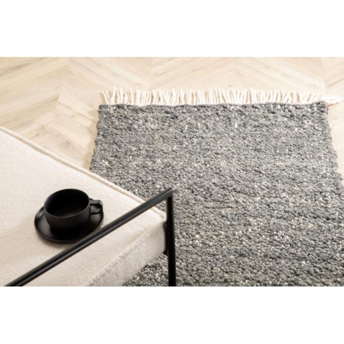 Paris Prix Tapis Déco en Laine  Betina  80x250cm Gris