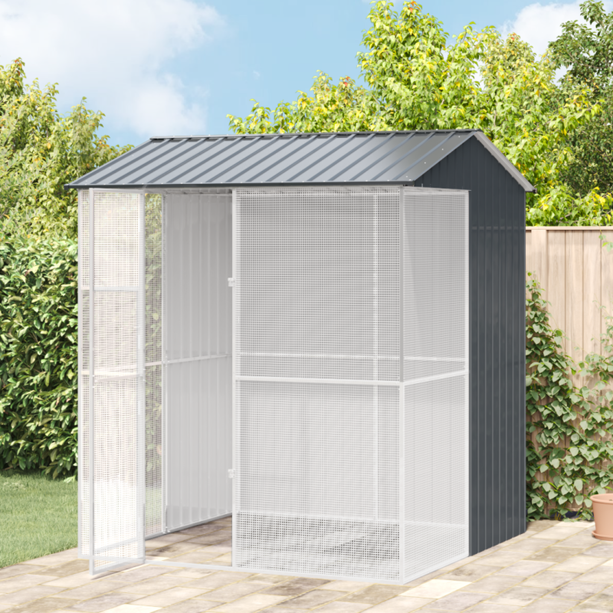 Voir la diapositive 3 : VIDAXL Aviary pour oiseaux Anthracite 215x210x247 cm en acier