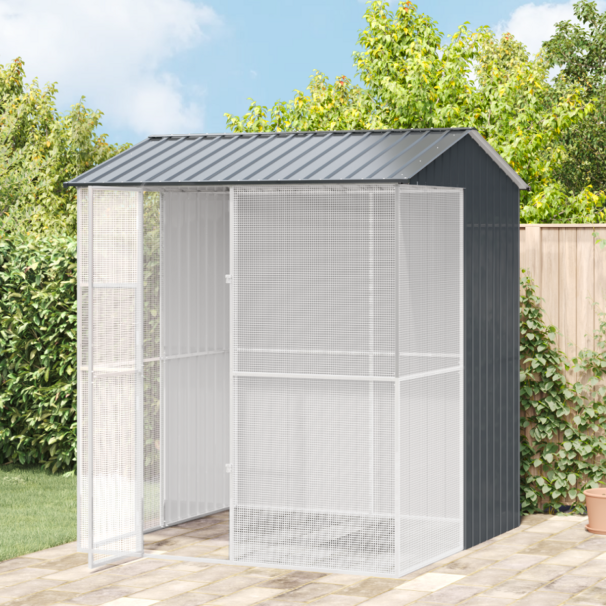 VIDAXL Aviary pour oiseaux Anthracite 215x210x247 cm en acier