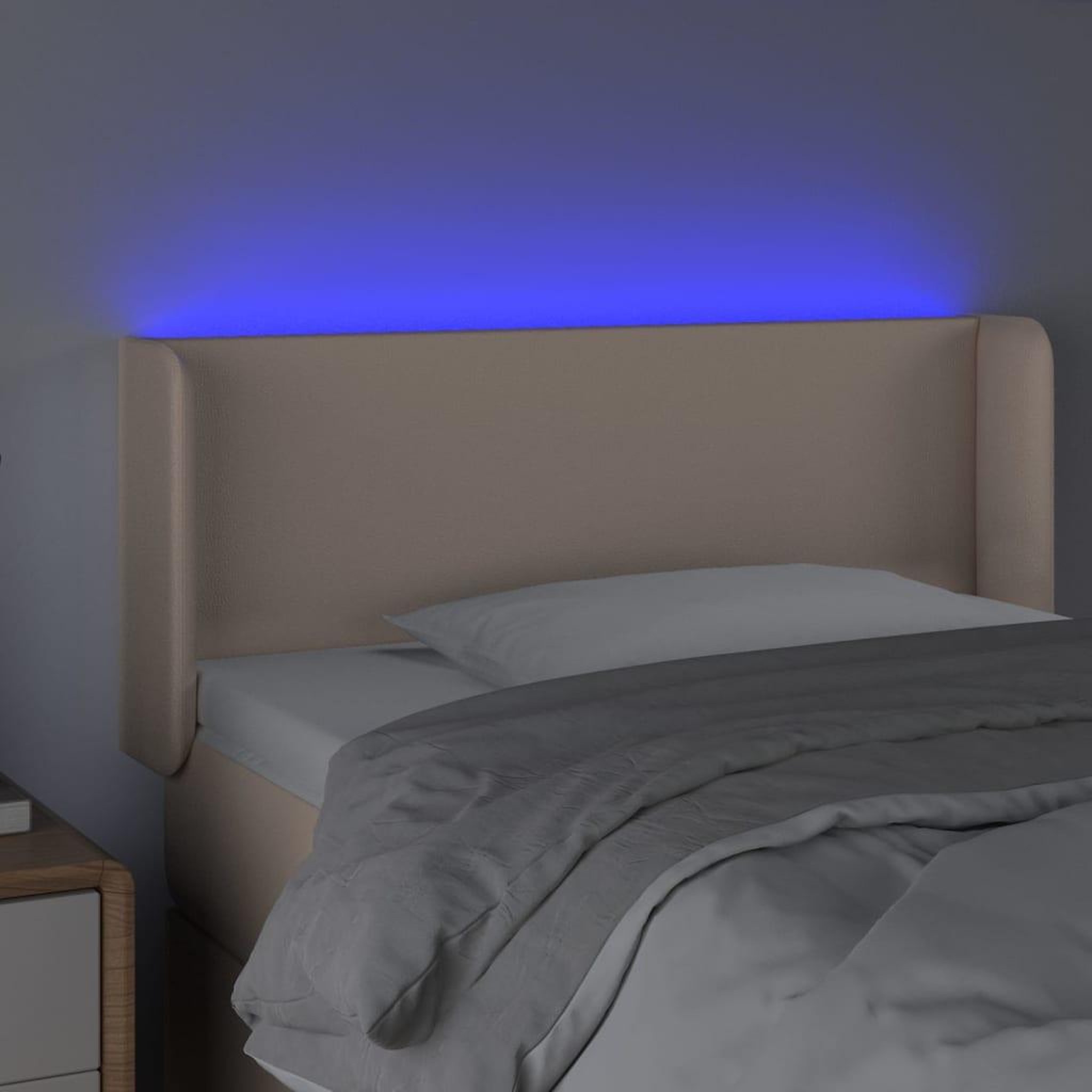 Voir la diapositive 4 : VIDAXL Tete de lit a LED Cappuccino 93x16x78/88 cm Similicuir