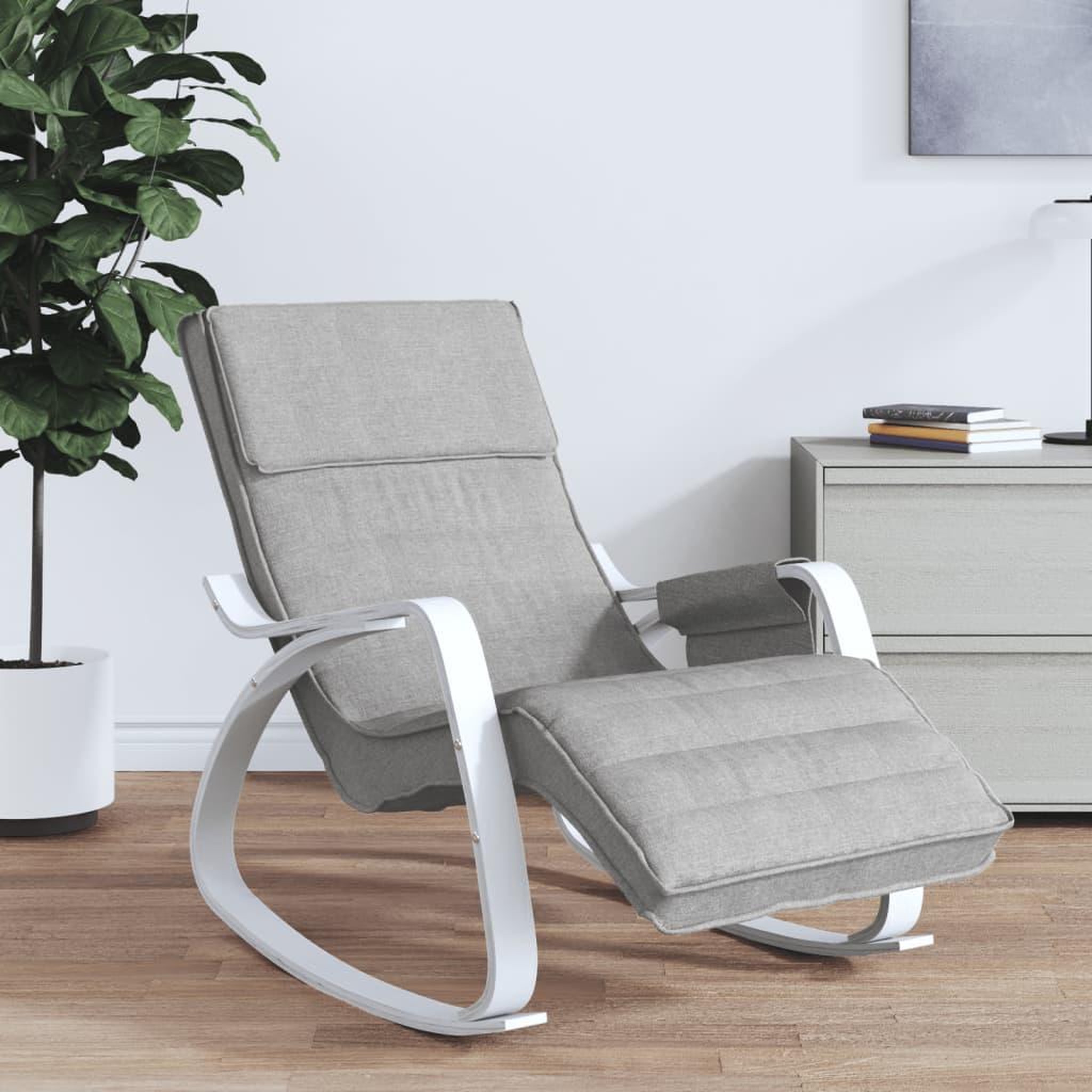 Voir la diapositive 1 : VIDAXL Chaise a bascule Gris clair Tissu