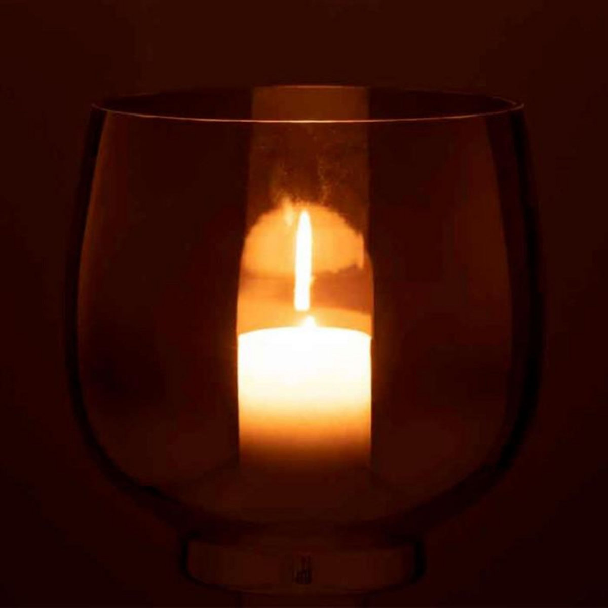 Paris Prix Photophore Rond Déco  Verre Fumé  18cm Gris