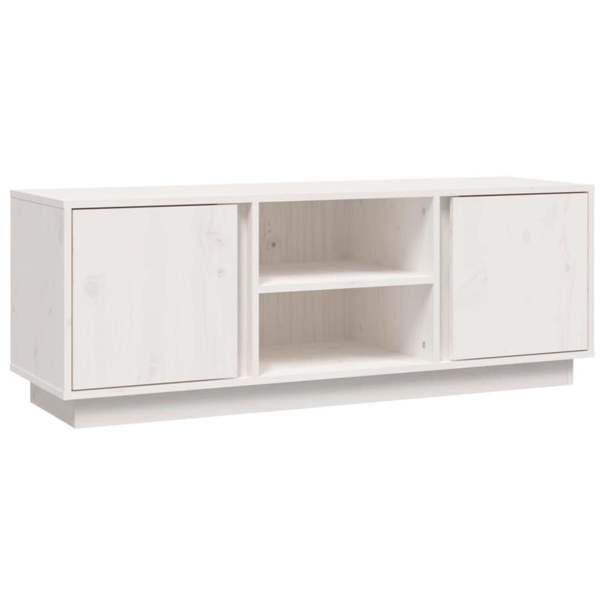 Voir la diapositive 2 : VIDAXL Meuble TV Blanc 110x35x40,5 cm Bois de pin massif