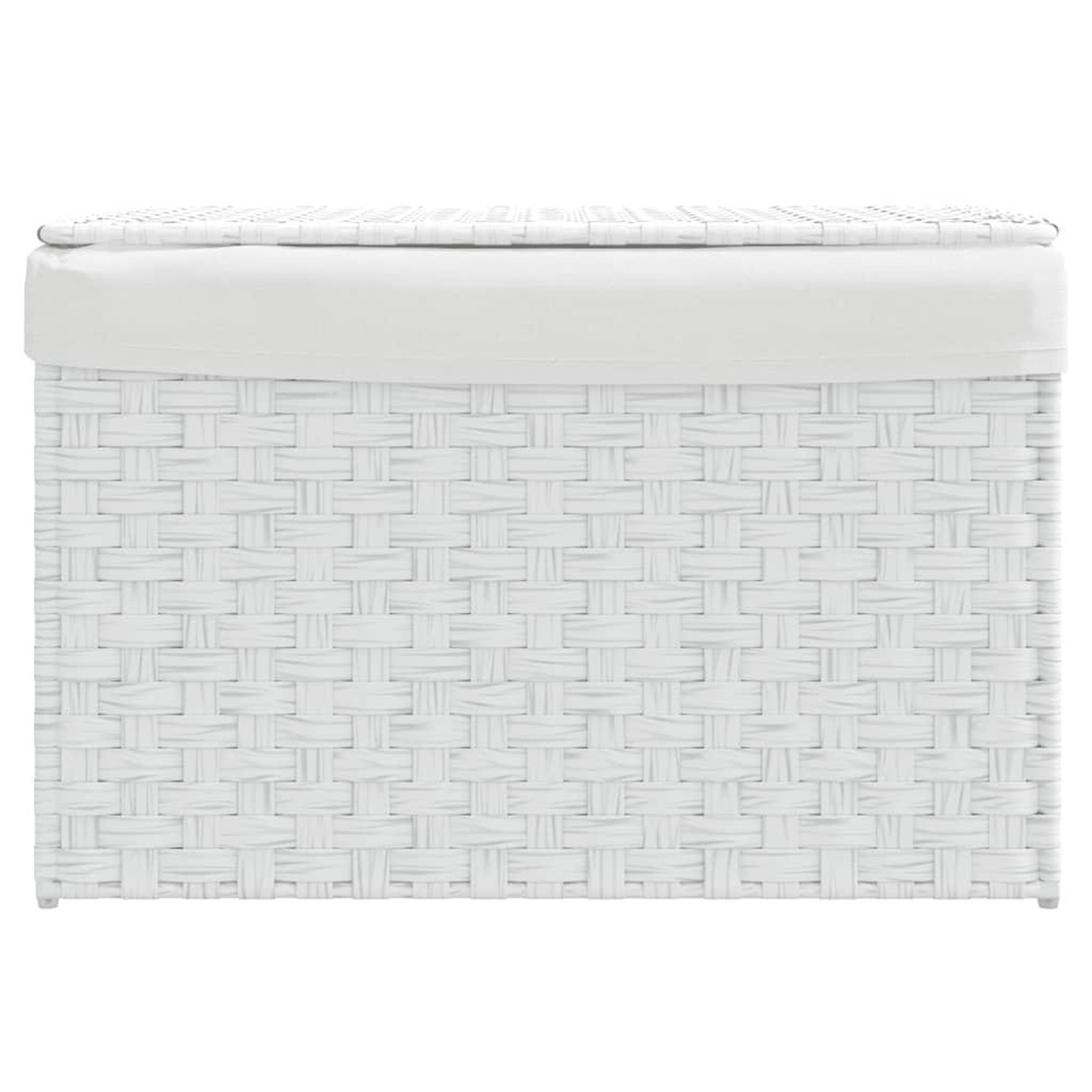 Voir la diapositive 3 : VIDAXL Panier a linge avec couvercle blanc 55,5x35x34cm resine tressee