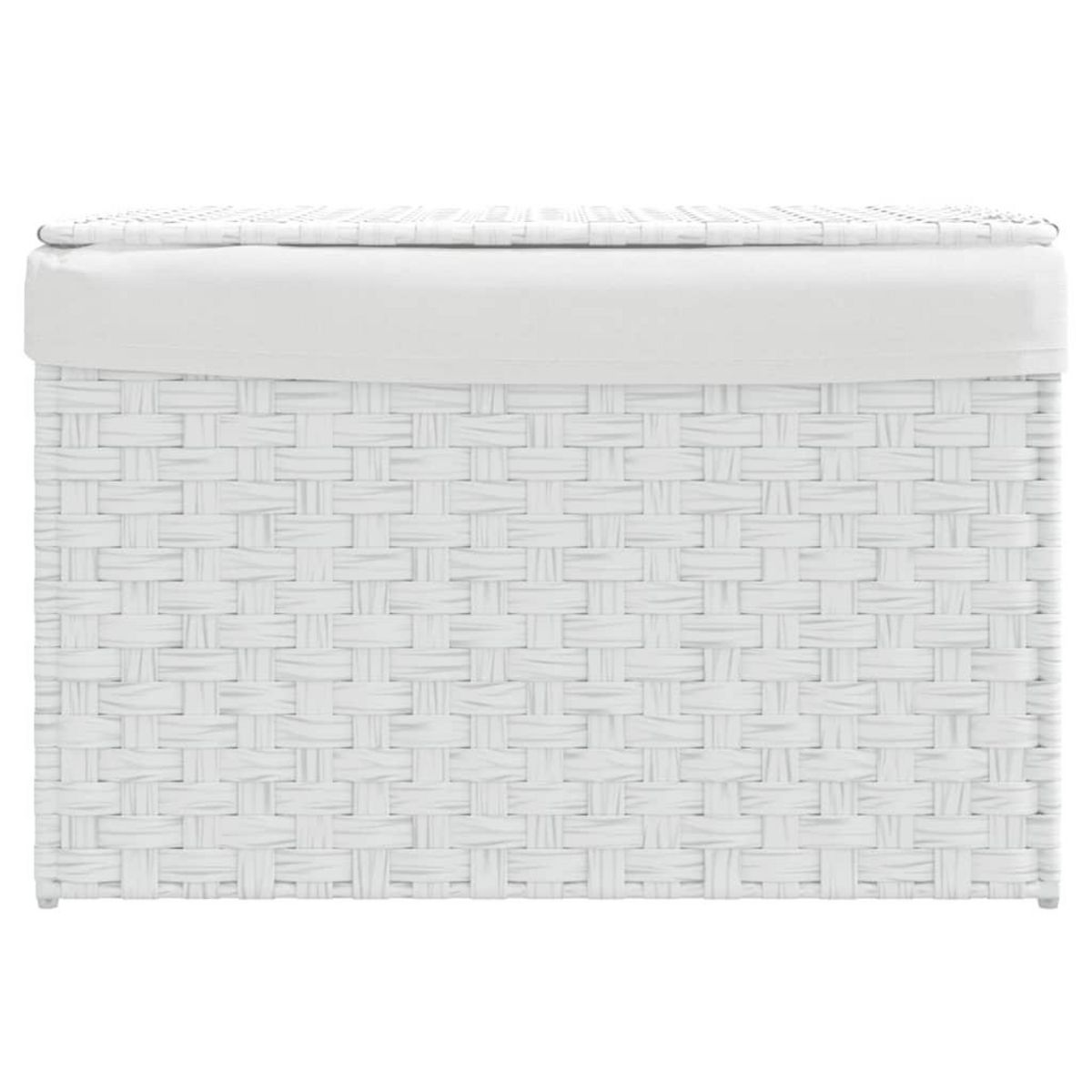 VIDAXL Panier a linge avec couvercle blanc 55,5x35x34cm resine tressee
