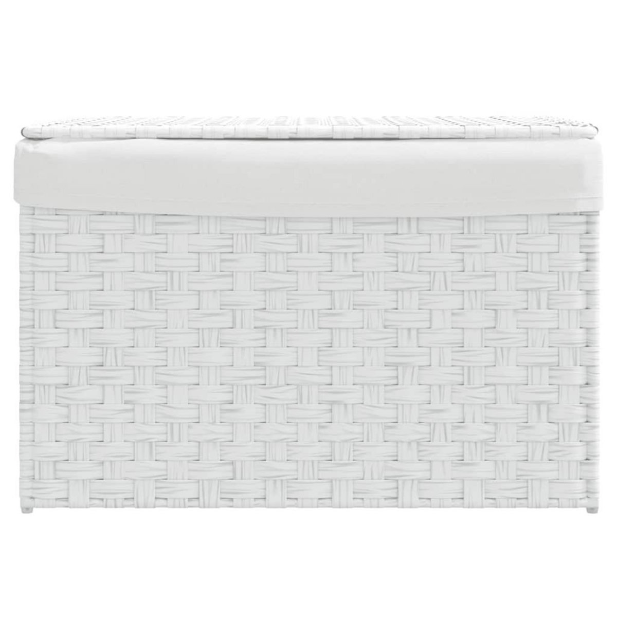 VIDAXL Panier a linge avec couvercle blanc 55,5x35x34cm resine tressee