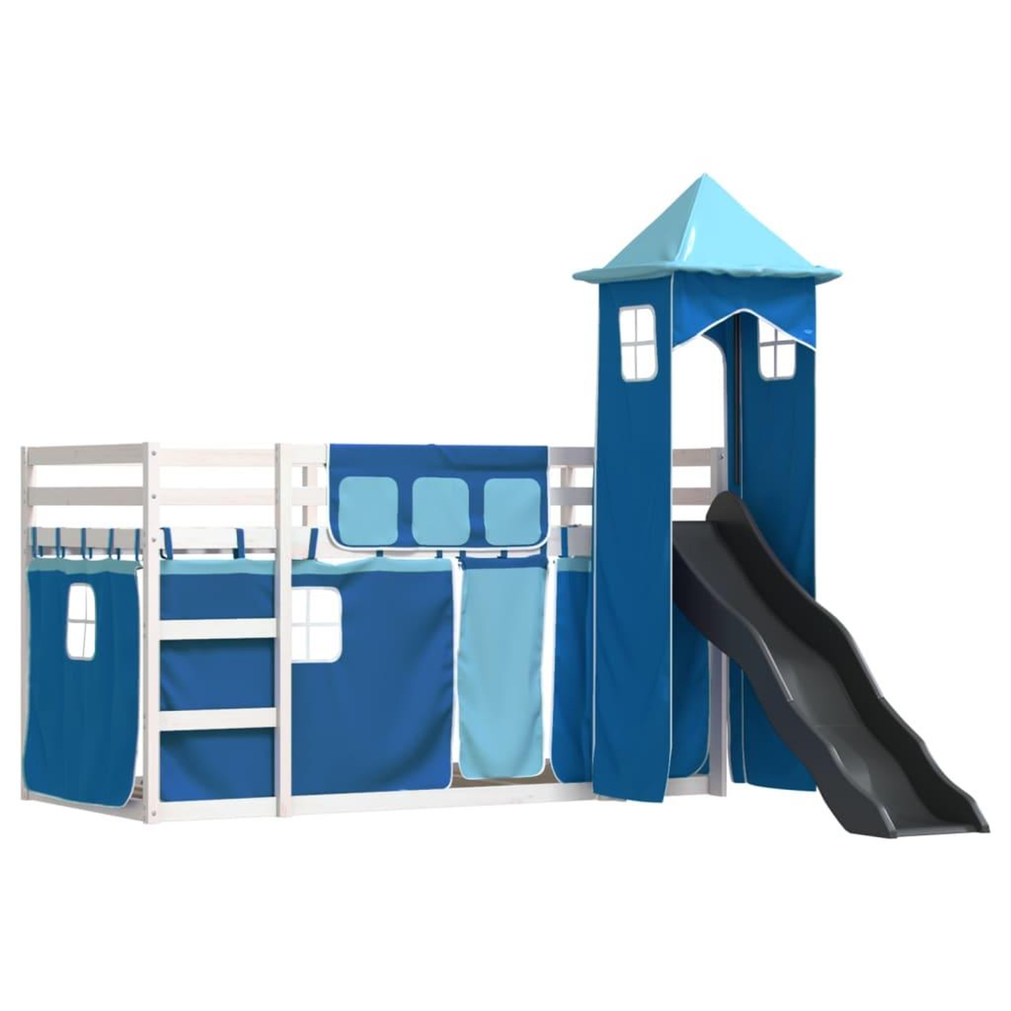 Voir la diapositive 3 : VIDAXL Lit superpose sans matelas avec toboggan et rideaux 90x190 cm