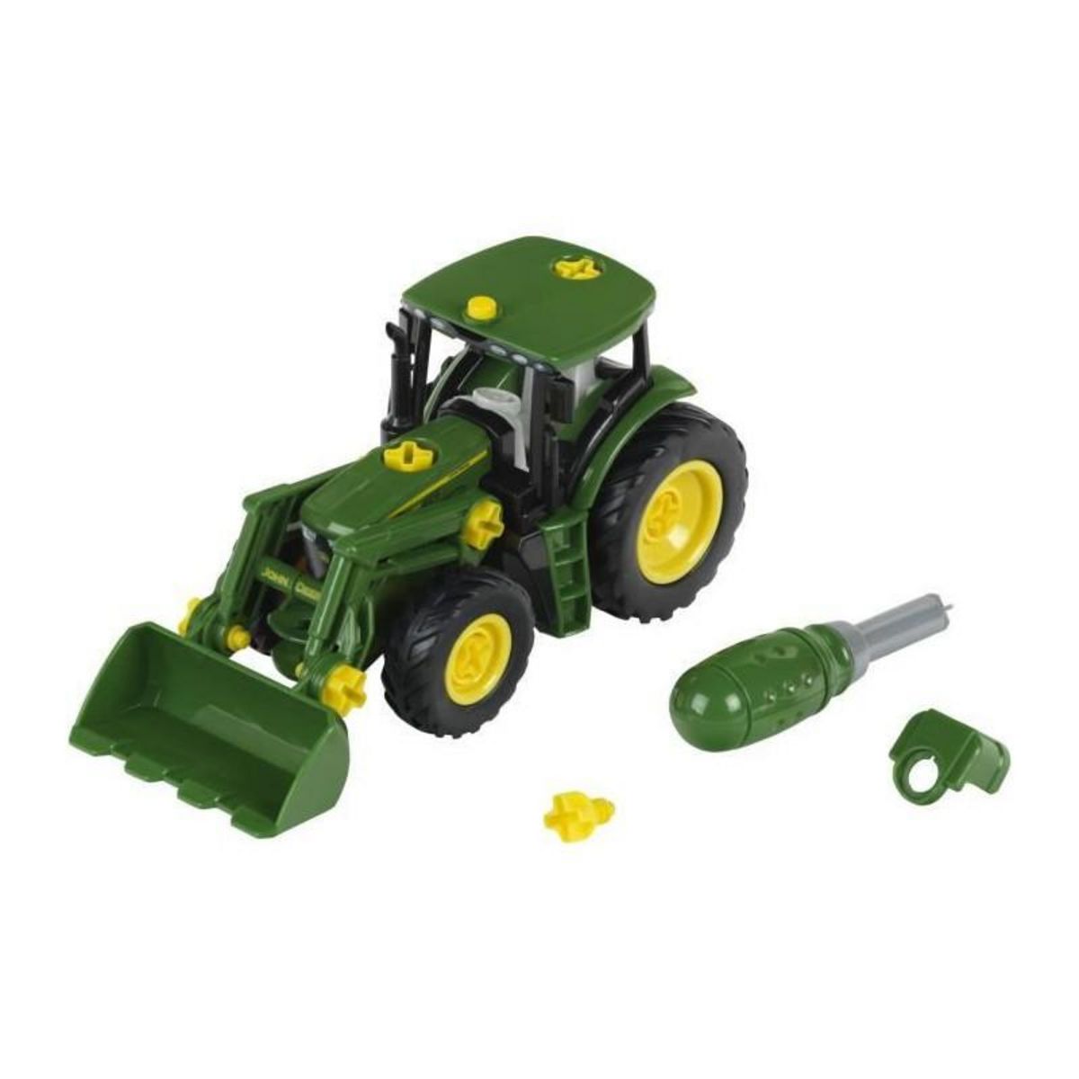 Klein Tracteur a monter John Deere - KLEIN - 3977 - Chargeur frontal, contrepoids d'équilibrage et tournevis - Echelle 1/24e - Des 3