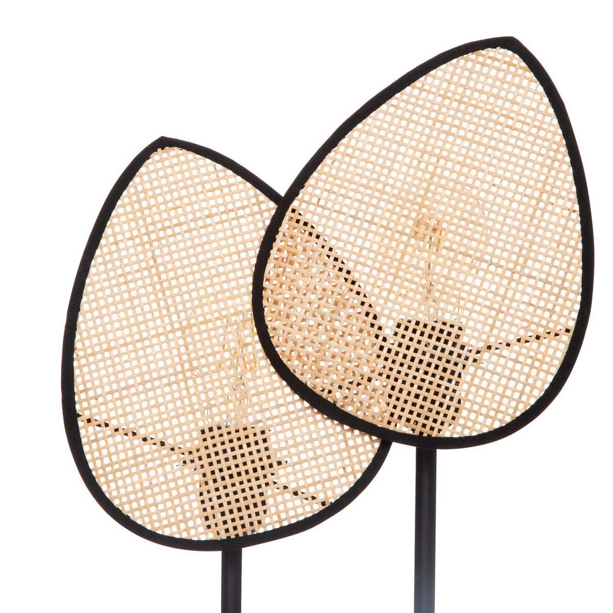 ATMOSPHERA Lampe à poser Feuille en cannage et métal - Beige et Noir