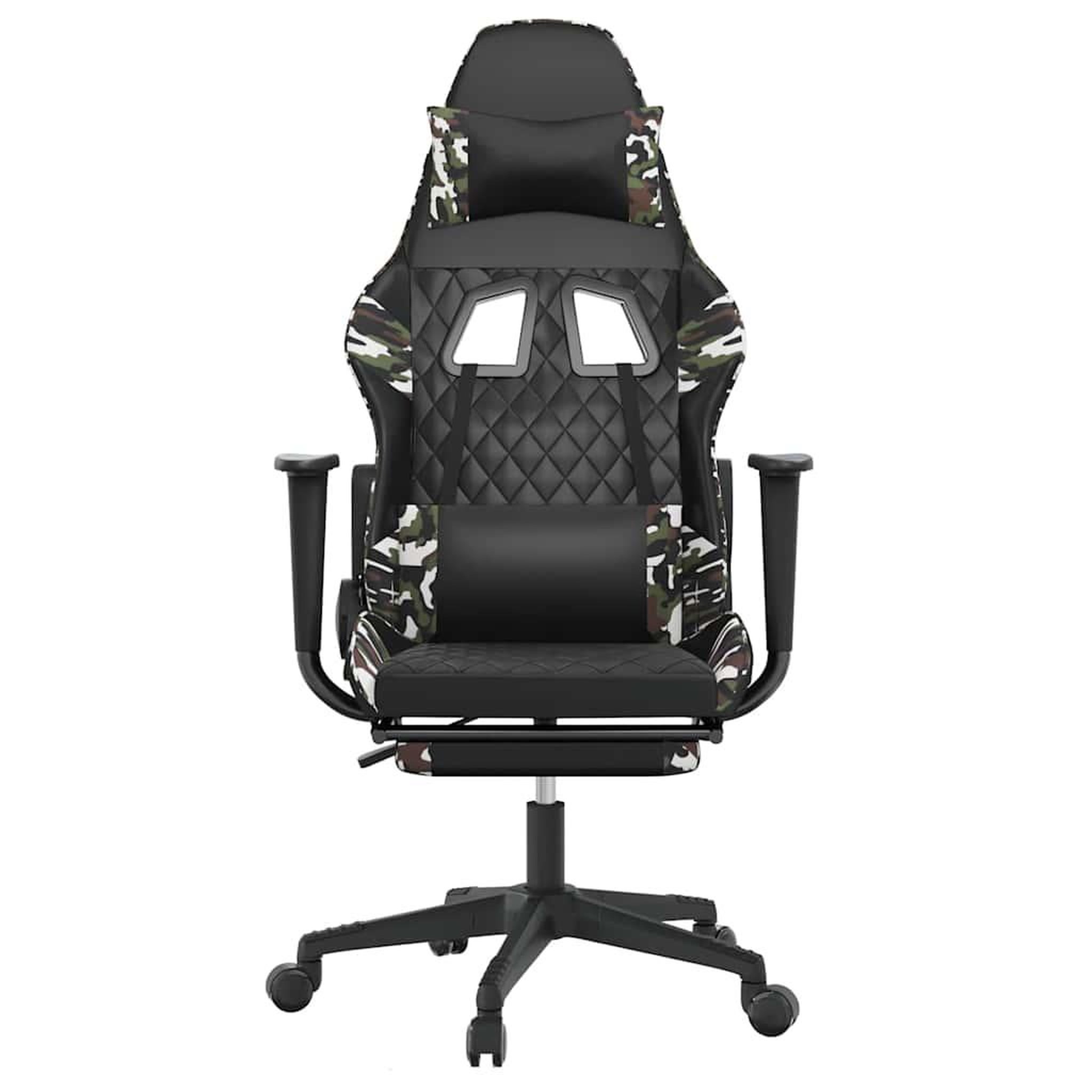 Voir la diapositive 4 : VIDAXL Chaise de jeu de massage repose-pied Noir&Camouflage Similicuir