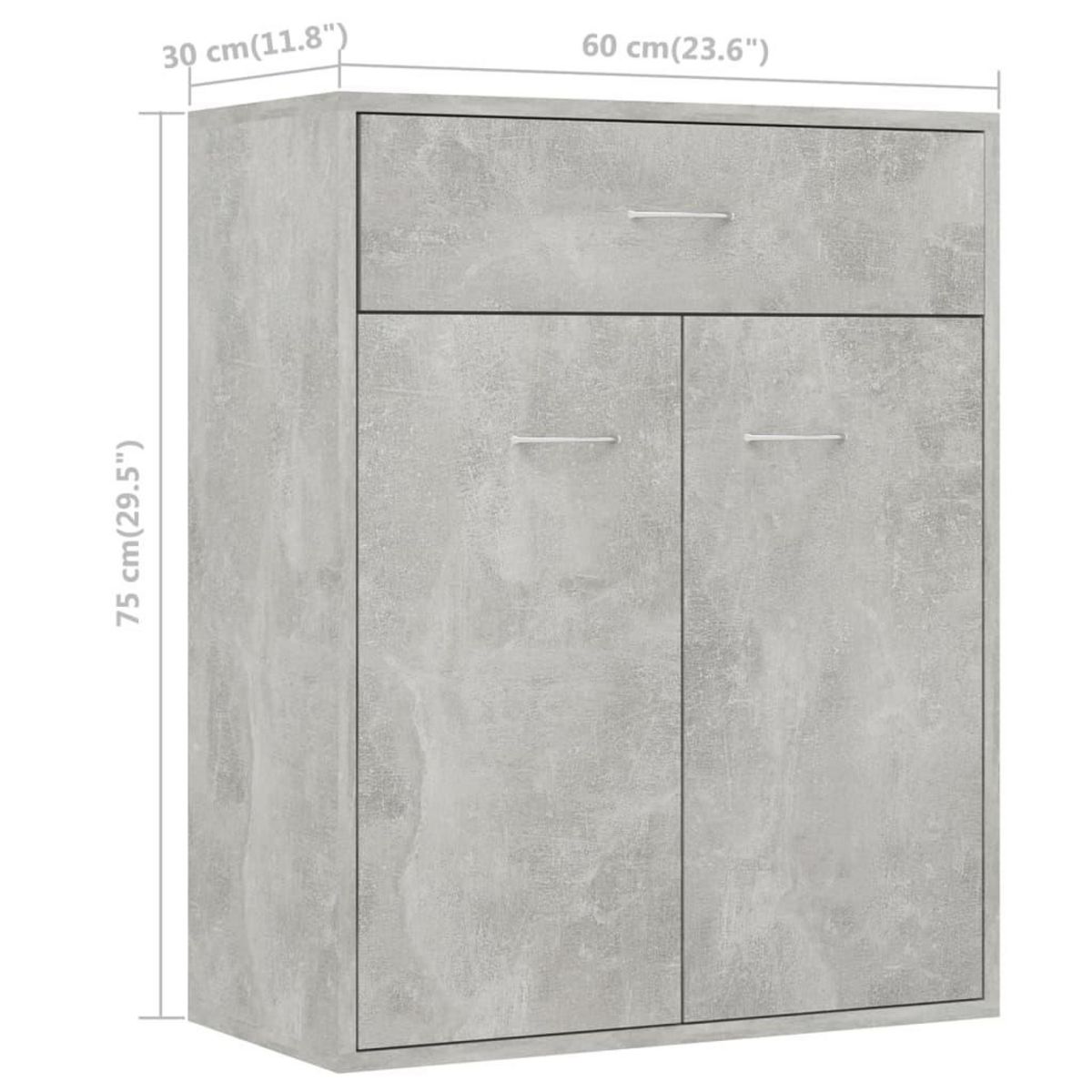 VIDAXL Buffet Gris beton 60x30x75 cm Bois d'ingenierie