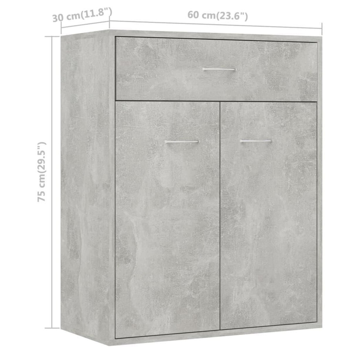 VIDAXL Buffet Gris beton 60x30x75 cm Bois d'ingenierie