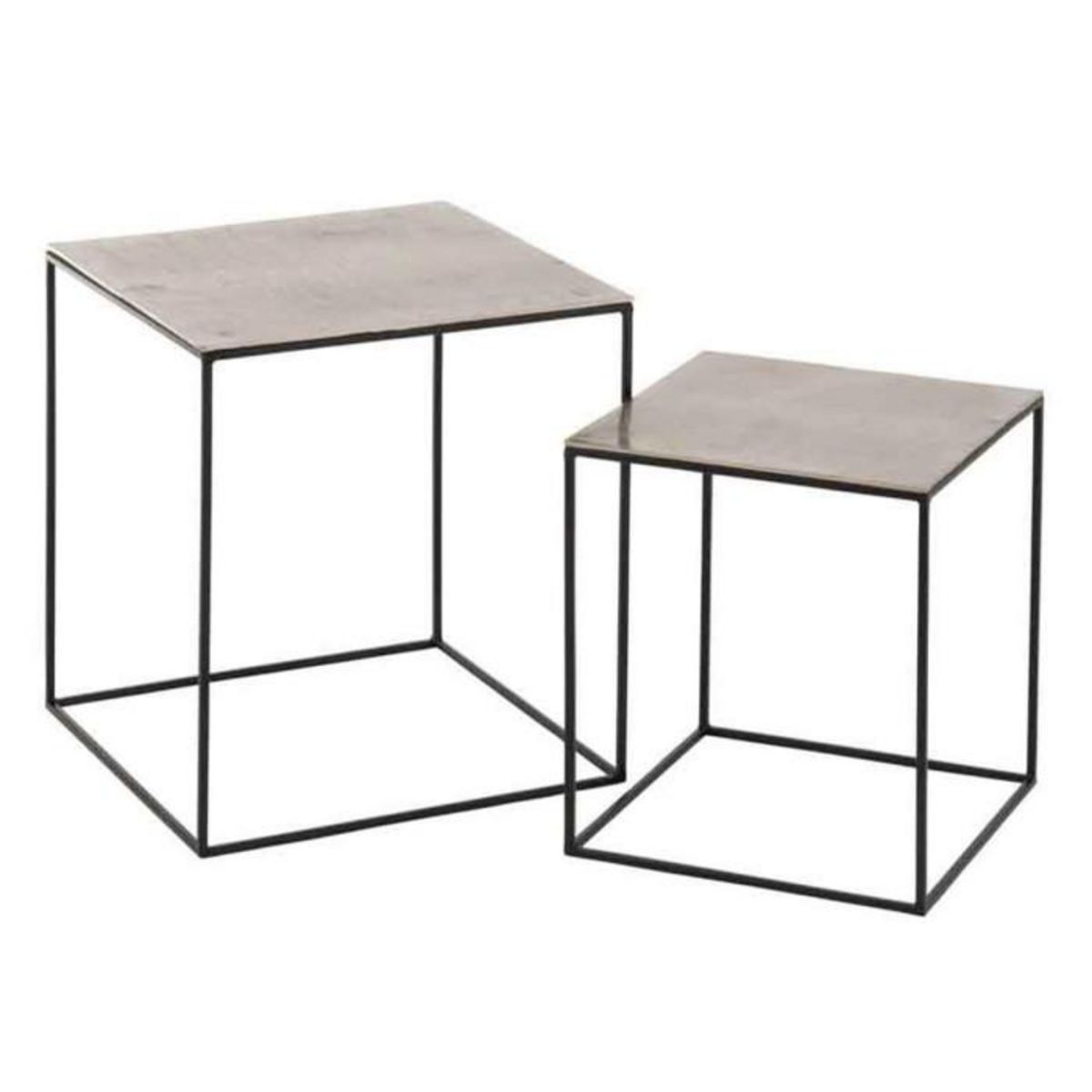 Paris Prix Lot de 2 Tables Gigognes  Haus  55cm Argent & Noir