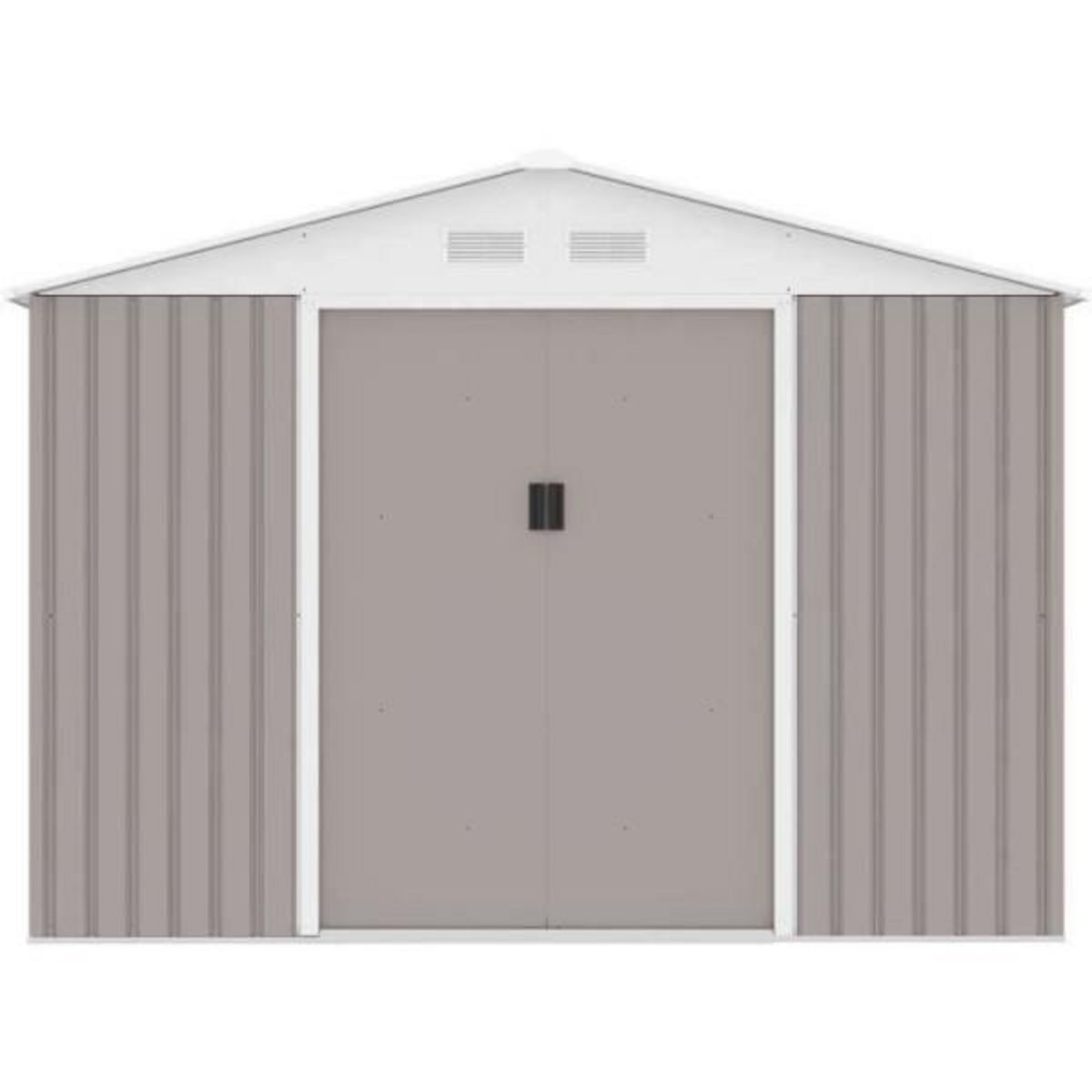 MARKET24 MERCURE Abri de jardin en métal 7,06 m² - 277 x 255 x 202 cm - Kit d'ancrage inclus, 2 portes coulissantes - Taupe