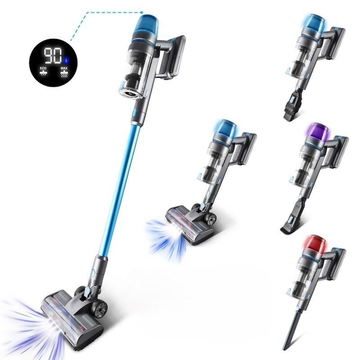 VORTEX Vortex - F45 - Bleu - Aspirateur Balai Sans Fil - 450w - 55 Min