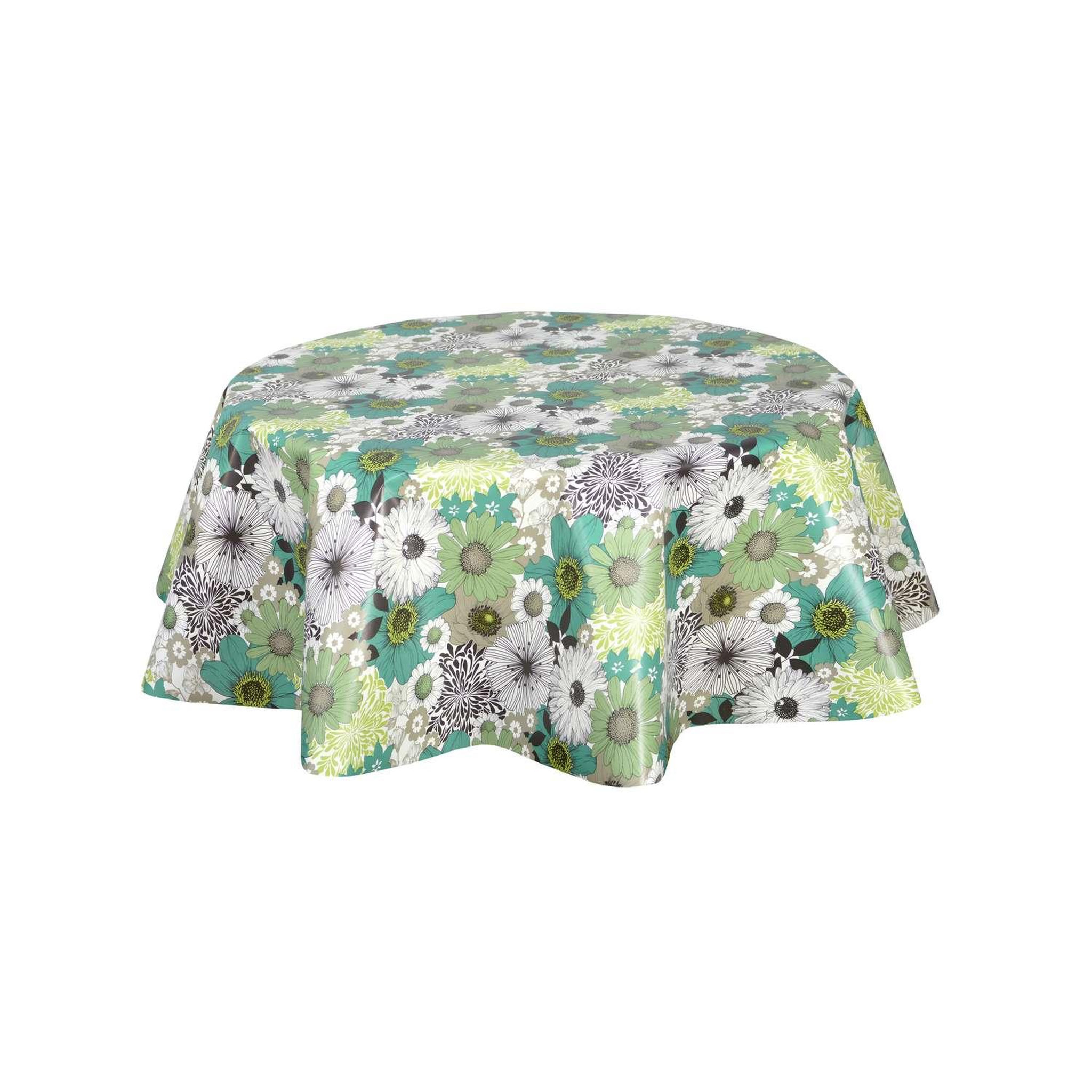 Voir la diapositive 1 : HABITABLE Nappe en toile cirée ronde Champs - Diam. 135 cm - Vert